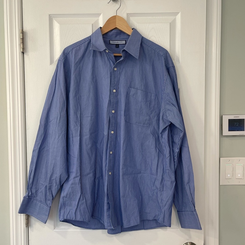XL-17 (36-37) blue & white pinstripe button down